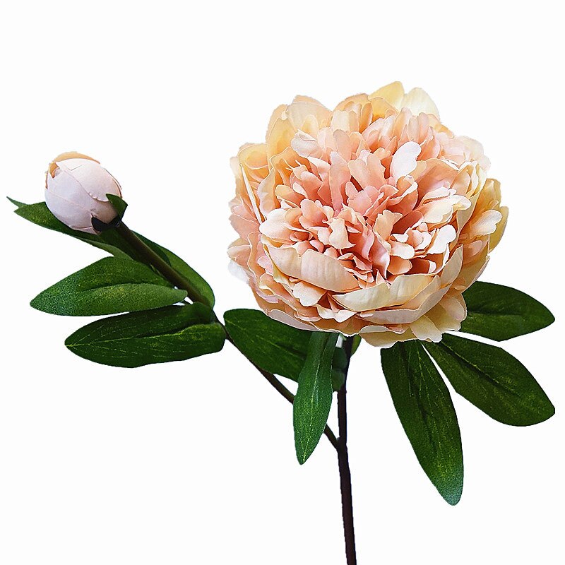 Luksus versailles palace pæon kunstige blomster gren med blade silke pæoner blomster kunstige hjem bryllup dekoration: C