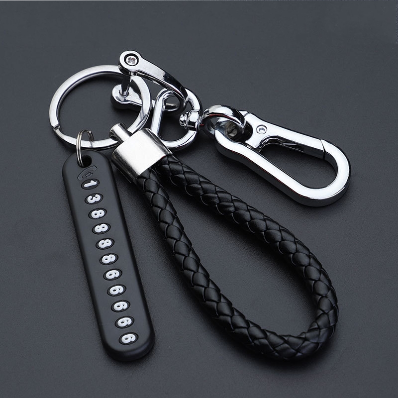 Llavero antipérdida con número de teléfono para hombre y mujer, colgante de cuerda, llavero de coche de acero inoxidable,: 01