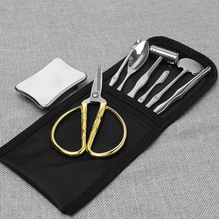 XMT-HOME Seafood tool crab cracker scissors fork shrimp peeler seafood set kitchen gadgets 1set: 8pcs with bag A