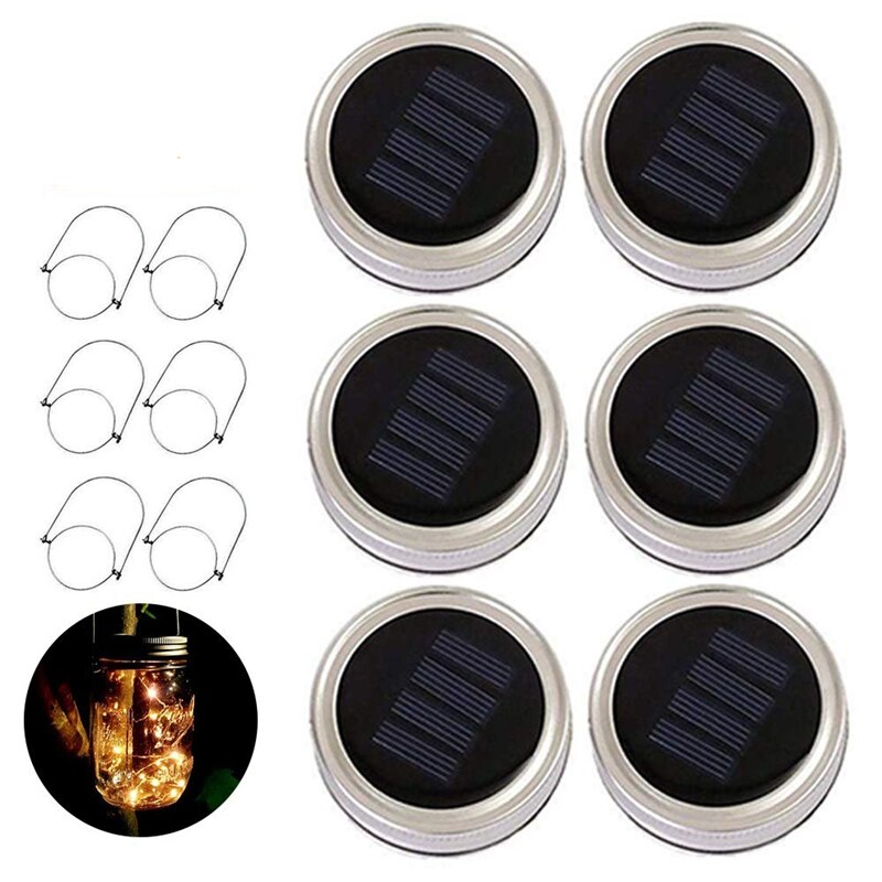 2M 20 LEDs słoik solarny strunowy bajkowe oświetlenie dla mason słoik girlanda lampy słoneczne pokrywka z wieszakami słoik pokrywa włóż sznurki z diodami