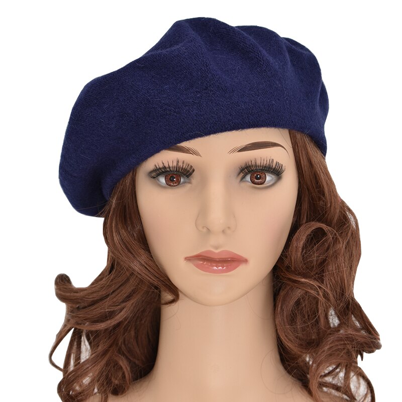 DOUBCHOW Women's Light Weight Artist French Style Beret Hats Teenage Girls Wool Blending Solid Color Pink Purple Baret Flat Hat