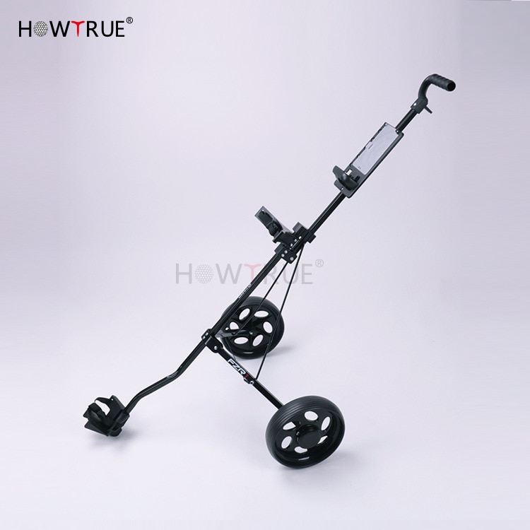 Golf trækvogn jern sort justerbar golfvognvogn 2 hjul push pull golfvogn aluminiumslegering foldbar vogn med bremse