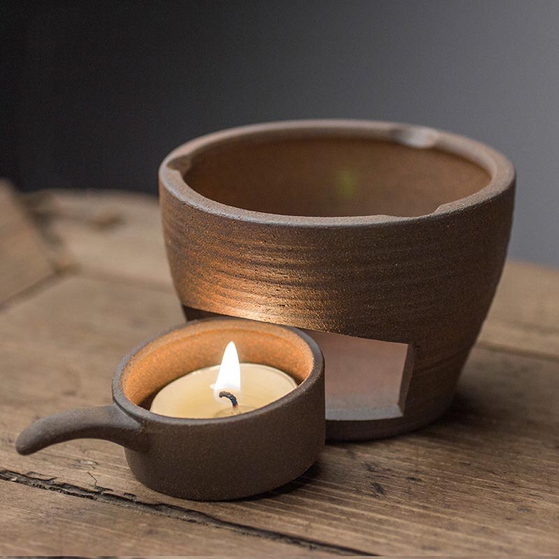 Japansk stil stearinlys varm te komfur keramisk grov keramikvarmer lysestage / te ceremoni tilbehør tekande holder base