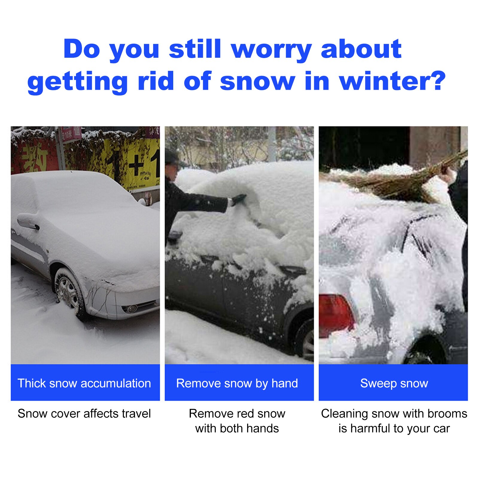 3-in-1 Car Cleaning Brush Ice Scraper Detachable Snow Shovel Brush Dust Remove Brush Auto Windshield Snow Brush