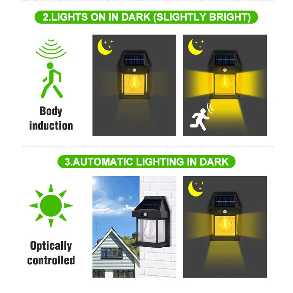 Aplique Solar de pared para exteriores, lámpara con Sensor de movimiento, accesorios de iluminación Exterior impermeables para casa, Patio, porche, garaje