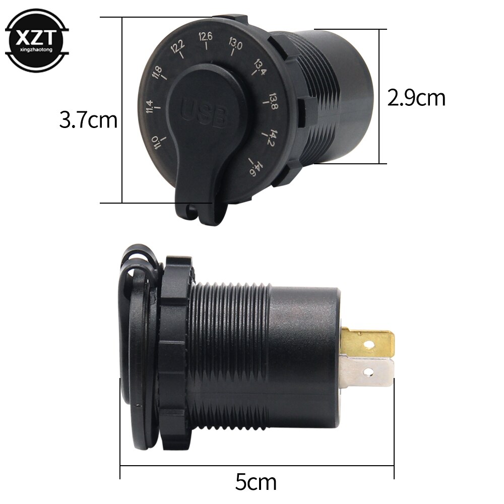 QC3.0 Dual USB Cigarette Lighter Car Charger with LED Streamlight Voltmeter 12-24V Waterproof 2 Ports Power Socket ON/OFF Switch