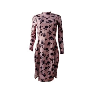 Forår kvinder mesh print lange toppe høj krave høj split casual skjorter lange ærmer dameskjorter roupas feminina: M
