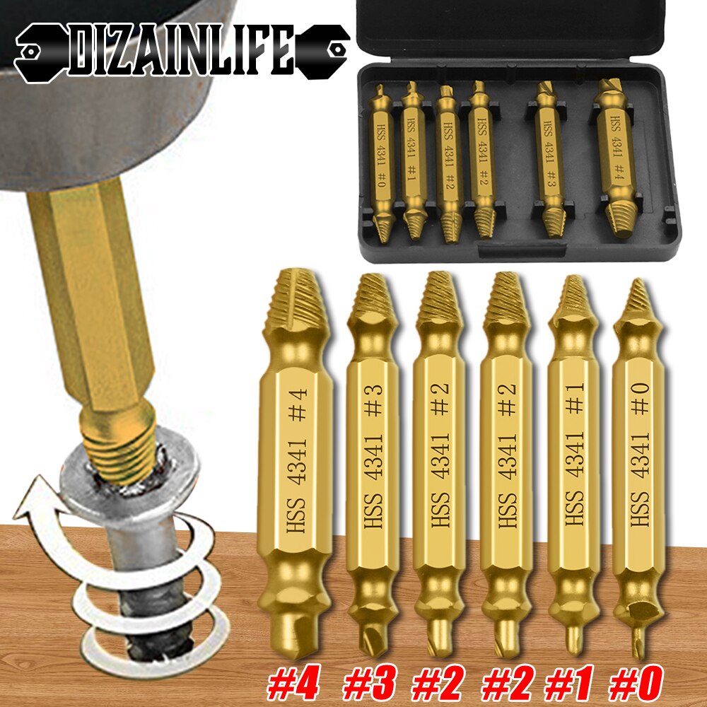 4/5/6 PCS Damaged Screw Extractor Drill Bit Set Stripped Broken Screw Bolt Remover Extractor Drill Easily Take Out Removal Tools