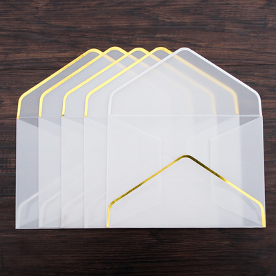 20pcs/set Transparent Paper Envelope Stamping Print Thicken Paper Envelope for Invitation Anniversary Envelope Scrapbooking: 20pcs gold