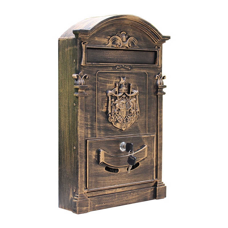 46*30 cm Retro Classic Villas Mailbox Plus Size Outdoor Lockable Wall-Mount Newspaper Boxes Secure Letterbox Garden Post Box F60