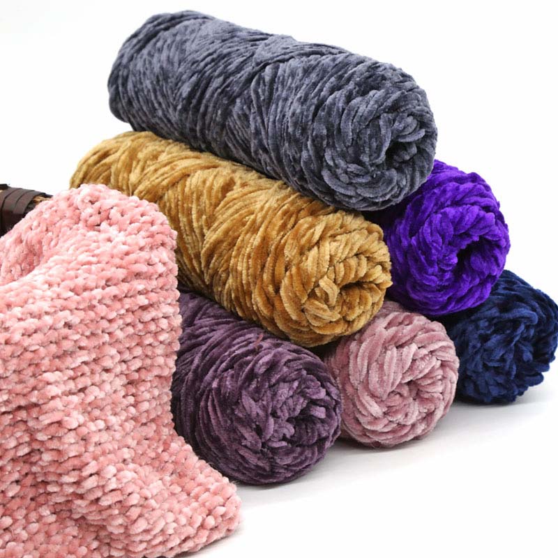 100g Chenille Blanket Yarn Soft Rainbow Wool Craft Sweater Yarn Chunky Crochet Baby Knitting Thick DIY Velvet Sweater Hats Scarf