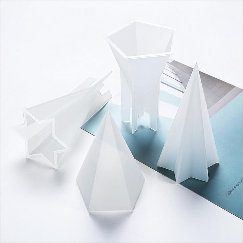 DIY Hexagonal Cone Silicone Mold, Pentagonal Cone Mold, Flexible, Transparent Clear Molds for Casting with Resin, Cement, Candle