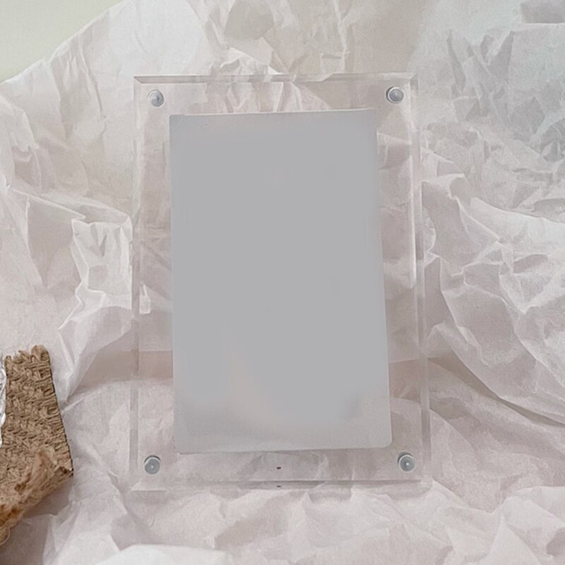 3in Mini Card Collection Photo Protection Holder HD Acrylic Desktop Display Frame Magnetic Album Postcard Souvenir Display Stand: Transparent