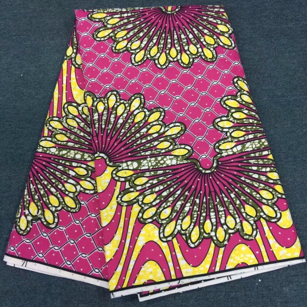 veritable cheap ankara brocade fabric with hotfix rhinestones china 6 yards african wax prints fabric with stone for party dress