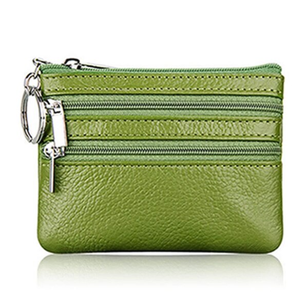 Monedero de cuero para hombre y mujer, Cartera de mano con doble cremallera, bolso cambiador pequeño: Verde