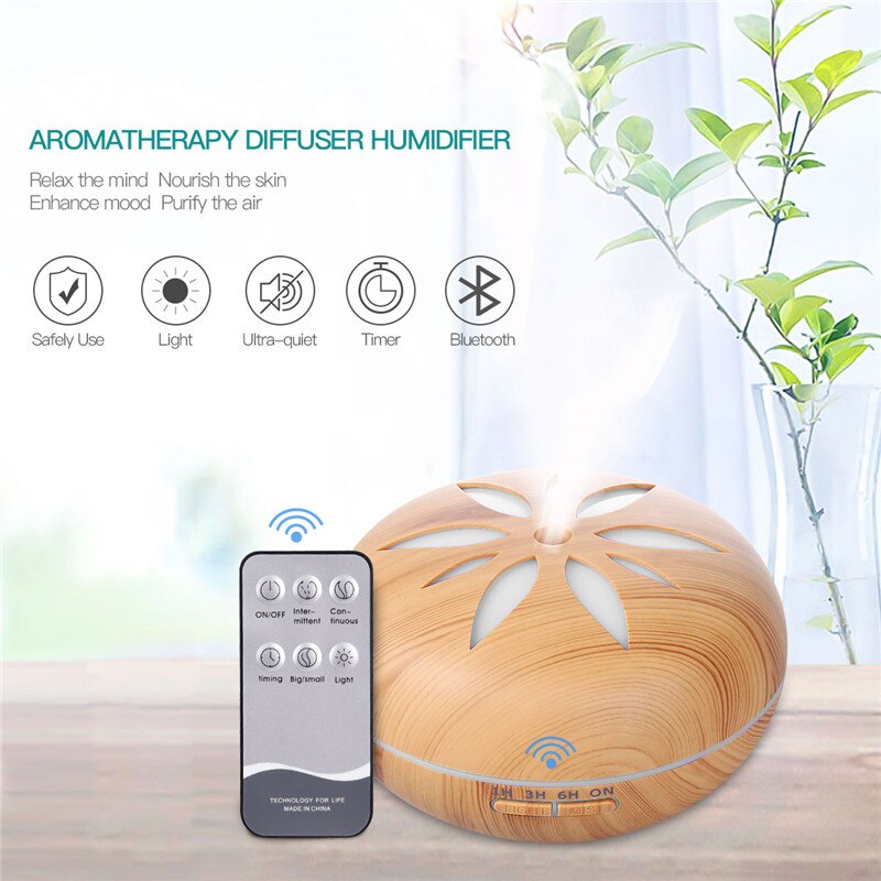 550ml Bluetooth-compatible Ultrasonic Air Humidifier Remote Control Aroma Diffuser Atomizing Air Moisturize Sprayer with Timing: Default Title