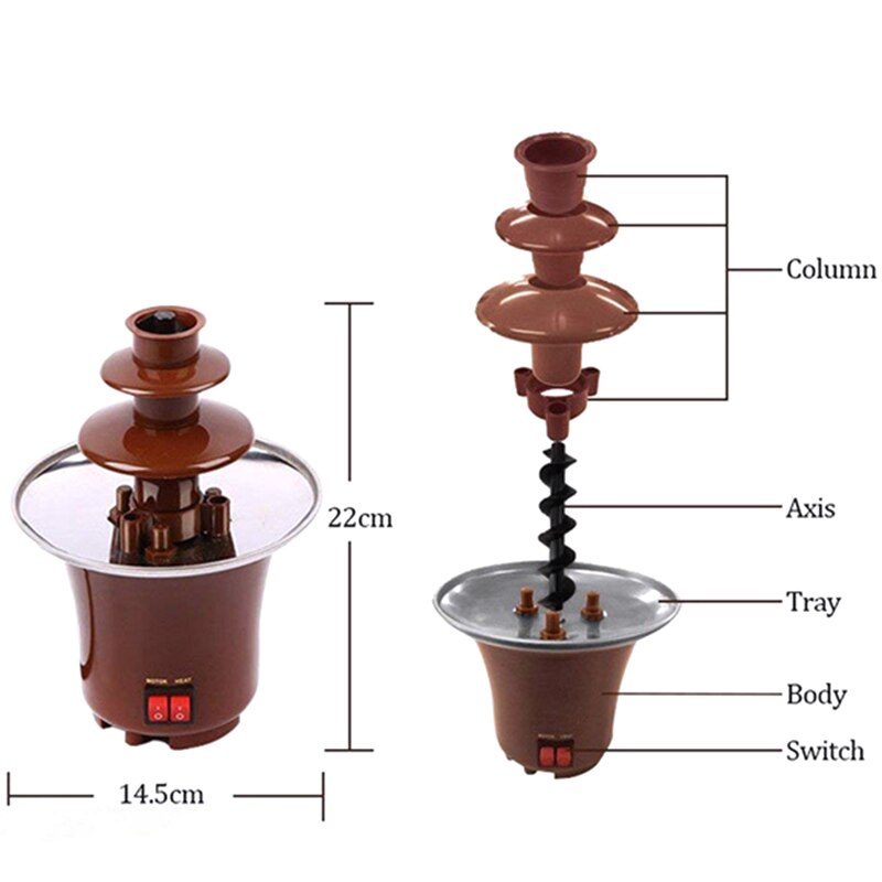 Us plug, tre lager choklad fontän choklad smälta och värma potten maskin