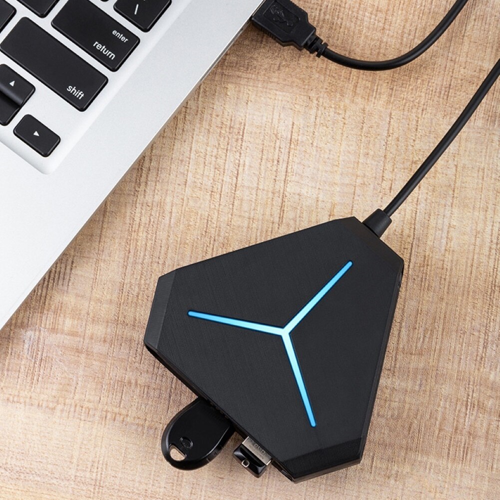 Multiple Port USB 2.0 AUX TF Card Reader Hub 1m Cable Splitter Adapter for PC Portable with Indicator Light Plug and Play