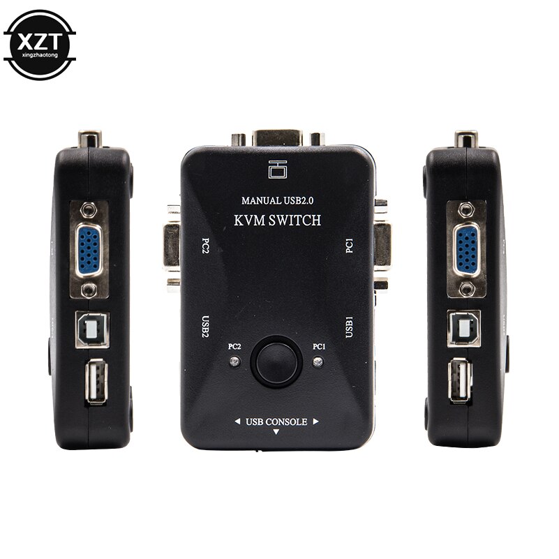 2 Port USB 2.0 KVM Switch Vga SVGA Splitter Box for USB keyboard Mouse Monitor Adapter Usb Printer Switch with Vga+USB Cable