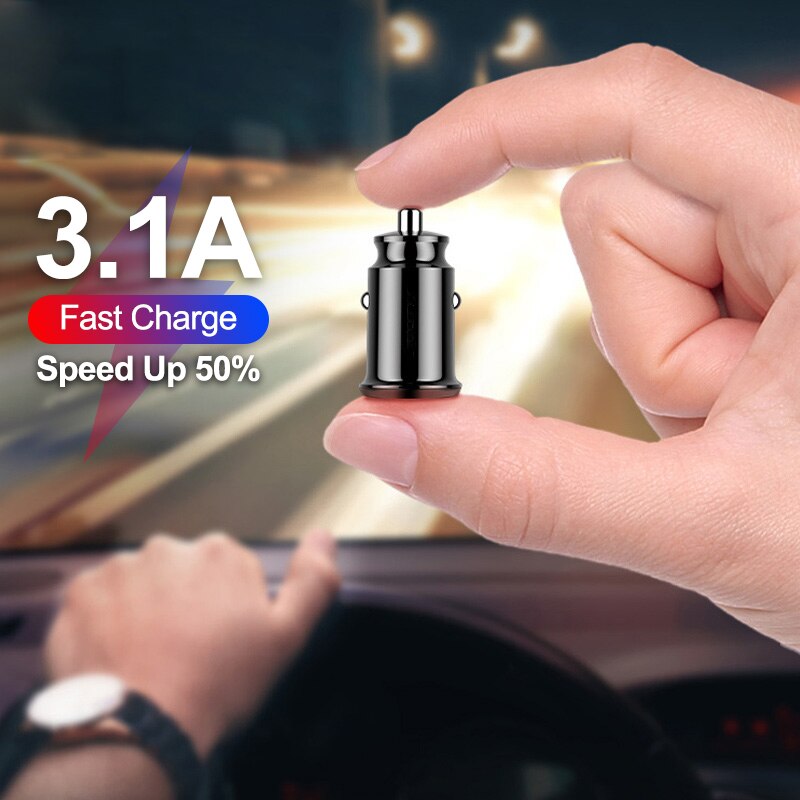 Universele Dual Usb Mini Car Charger Voor Mobiele Telefoon Tablet Gps Auto-Oplader 3.1A Snelle Lading Auto Telefoon Oplader adapter In Auto