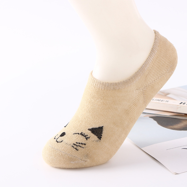 Ljiqq 5 paar lente zomer enkelsokken dames smile cat sokken koreaanse stijl cartoon katoenen damessokken