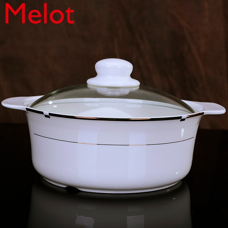 Olla grande de cerámica para sopa, cazuela abierta y recta para quemar fuego, olla de cerámica para estofado, cacerola para restaurante, sopa