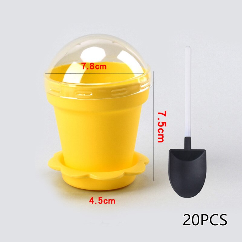 20sets Plastic Pot Cake Pudding Disposable Cups Dessert Fruit Cake Cup For Birthday Wedding Party Pudding Ice Cream Cup With Lid: Yellow