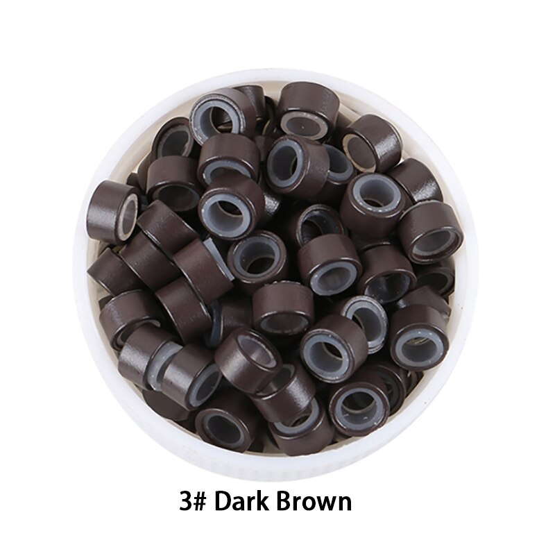 500 Pieces 5.5mm*3.5mm Micro Silicone Rings/Tubes/Beads 8 Colors Optional Hair Extensions Tools Bigger Size Micro Rings: 3 Dark Brown