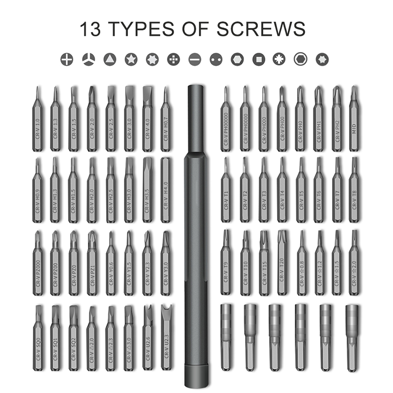 Xiaomi 63 In 1 Screwdriver Set Precision Magnetic Screw Driver Bits Torx Hex Bit Handle Mobile Phone Repair Screwdrive Kit Tools