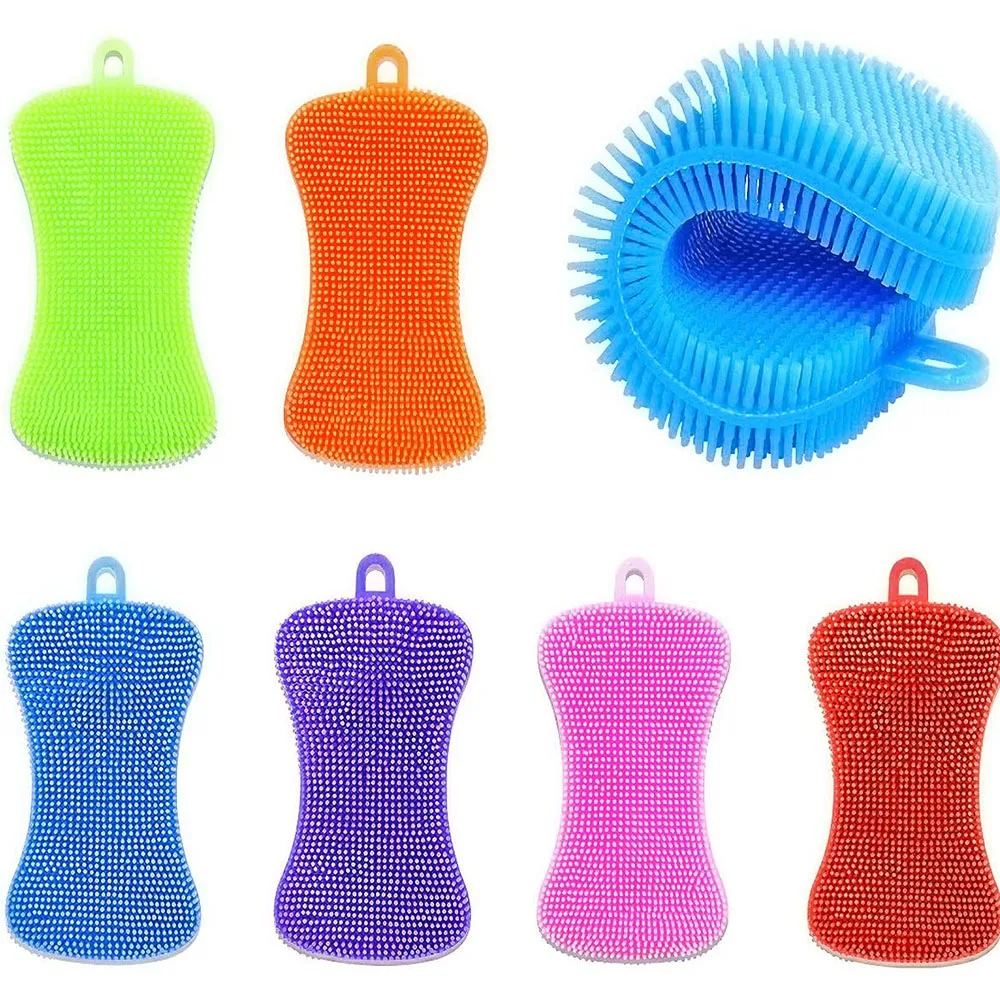 Esponja de silicona para cocina, depurador para lavar platos, esponja de limpieza para el hogar, utensilios de cocina, accesorios de cepillo para platos, 1 Uds.