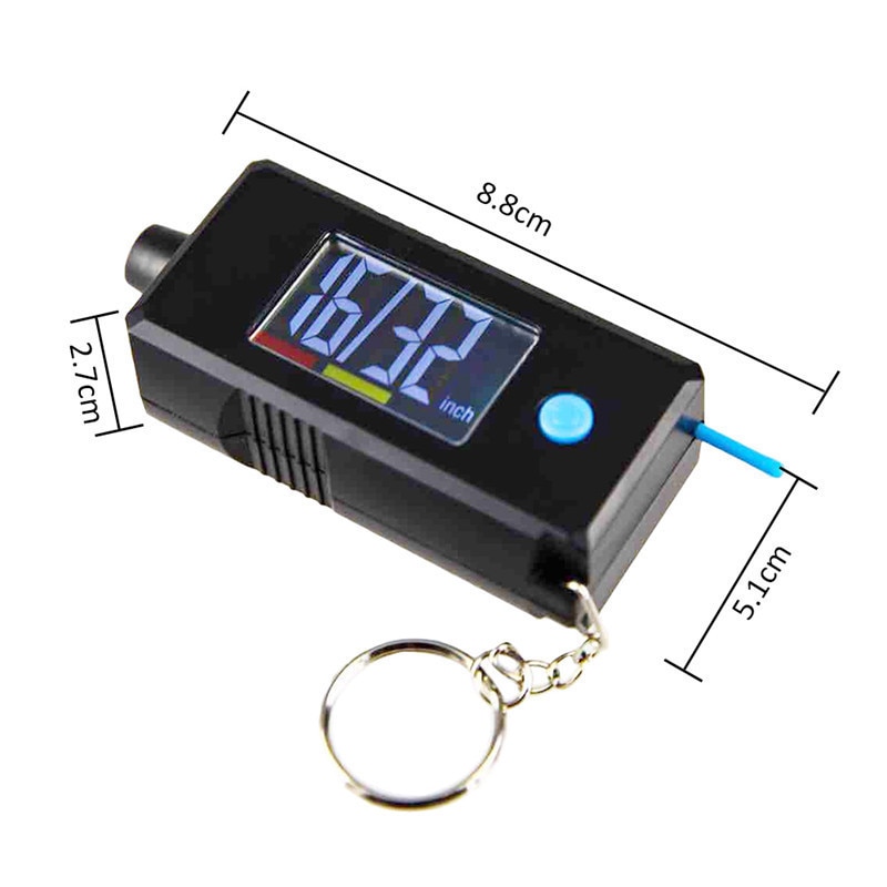 2-in-1 Mini Electronic Digital Display Tire Gauge Keychain Automobile High Precision Tread Depth Tire Pressure Gauge