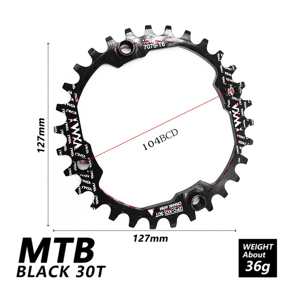 Fiets 104 bcd crank ovaal rond 30t 32t 34t 36t 38t 40t 42t 44t 46t 48t 50t 52t smal breed kettingwiel mtb fiets kettingblad