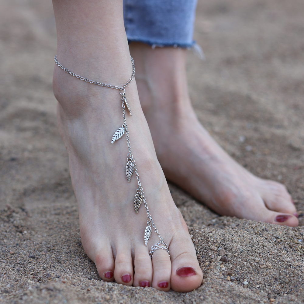 Zomer Fishbone Goud Kleur Enkelbanden Mode Enkel Voet Sieraden Been Ketting Op Voet Voor Vrouwen