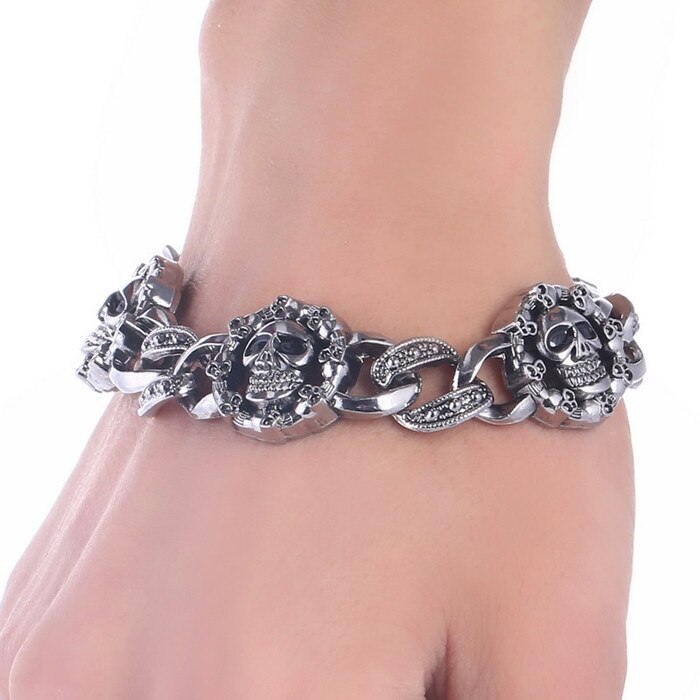 Neue Männer Edelstahl Armbinde &Ampere; Armreifen Schädel Männer Schmuck Zubehör Männlichen Punk Charme Armbinde Armbinde pulseira: SL522