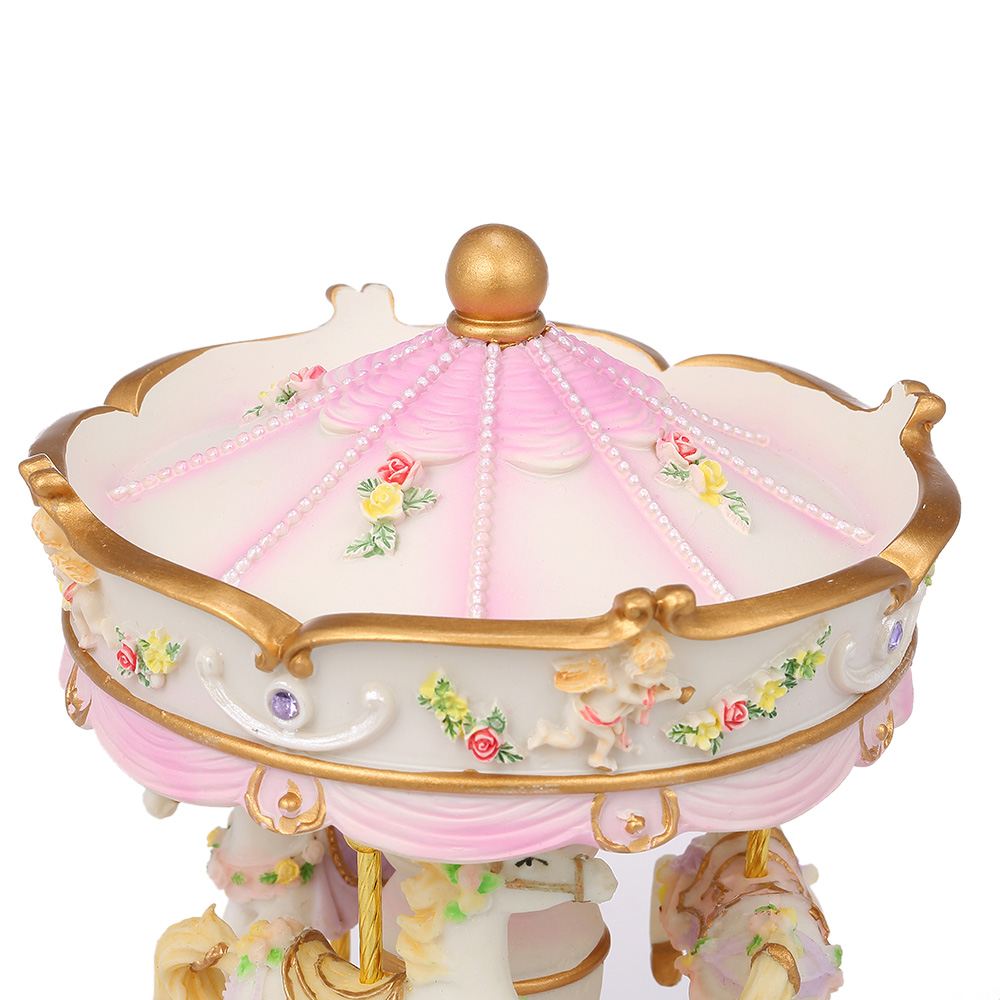 Mini Carousel Clockwork Music Box Speaker Led Merry-go-round Musical Box for Girlfriend Kids Children Christmas Festival