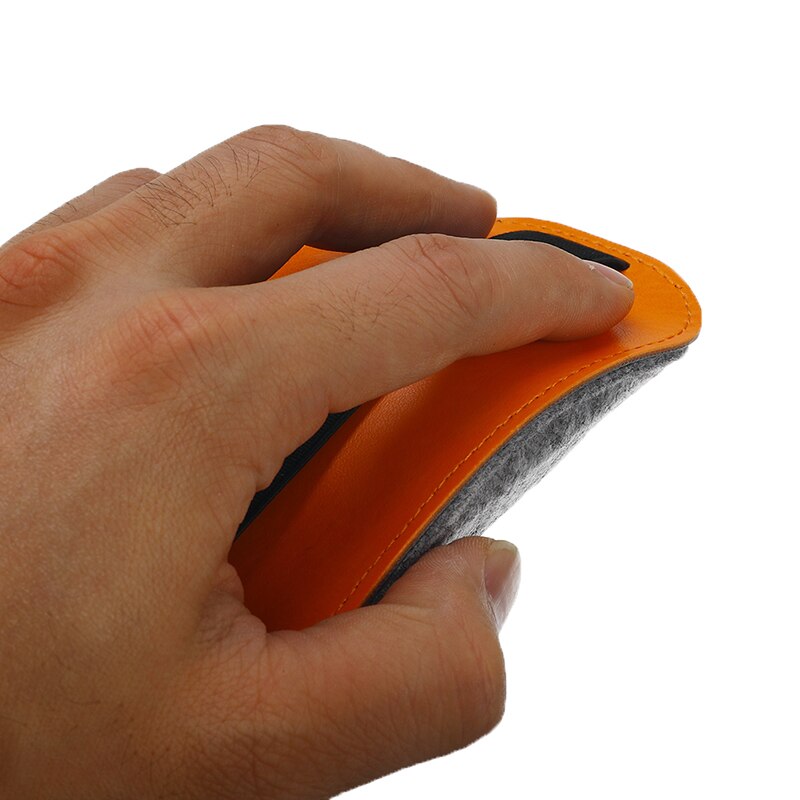Oranje Pu Leather Vilt Muis Pouch Case Stofkap Muizen Case Opbergtas Voor Apple Magic LA003 2 Muis