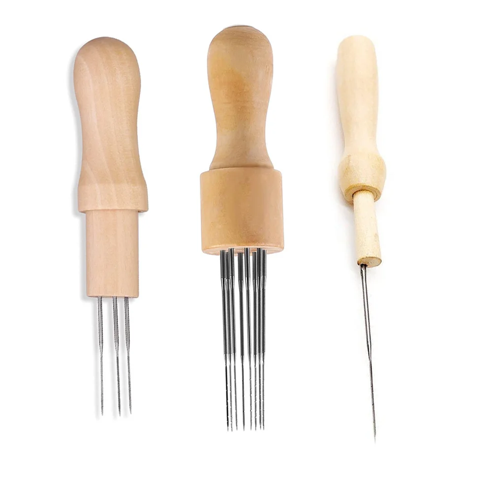 1 ~ 100 stk. uldfilt nålefilt nålefilt startsæt filtenåle filt med fingerhuler gør-det-selv-pakke til filtning: Guld