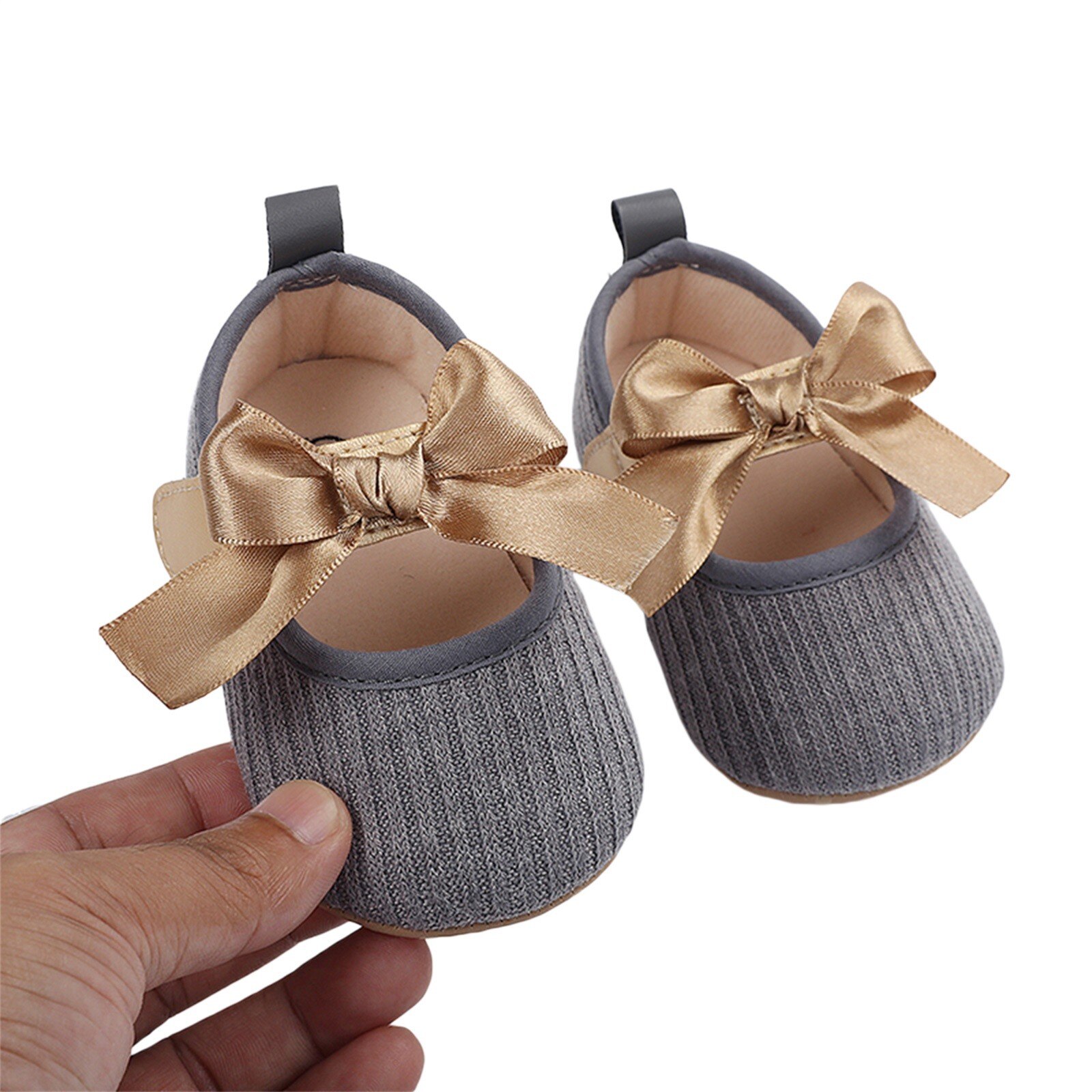 Newborn Princess Bowknot Shoes, Infant Hollow Out Prewalker with Hook and Loop (White, Grey, Pink, Red, Black)