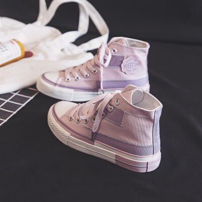 Chaussures en toile pour femmes, chaussures montantes, tendance, Patchwork, couleurs mélangées, Style, printemps,: Lavande / 40