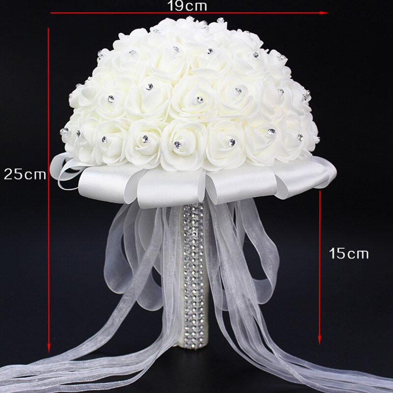 Ramo De novia De satén blanco con cuentas De perlas, Ramo De flores para novia, romántico,