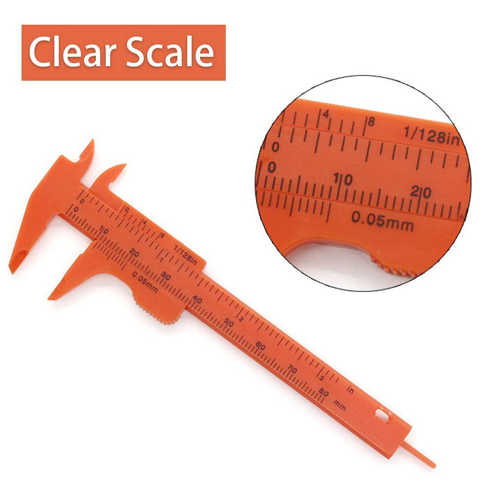 1Pcs 0-80mm Double Rule Scale Plastic Measuring Student Mini Tool Ruler Vernier Caliper