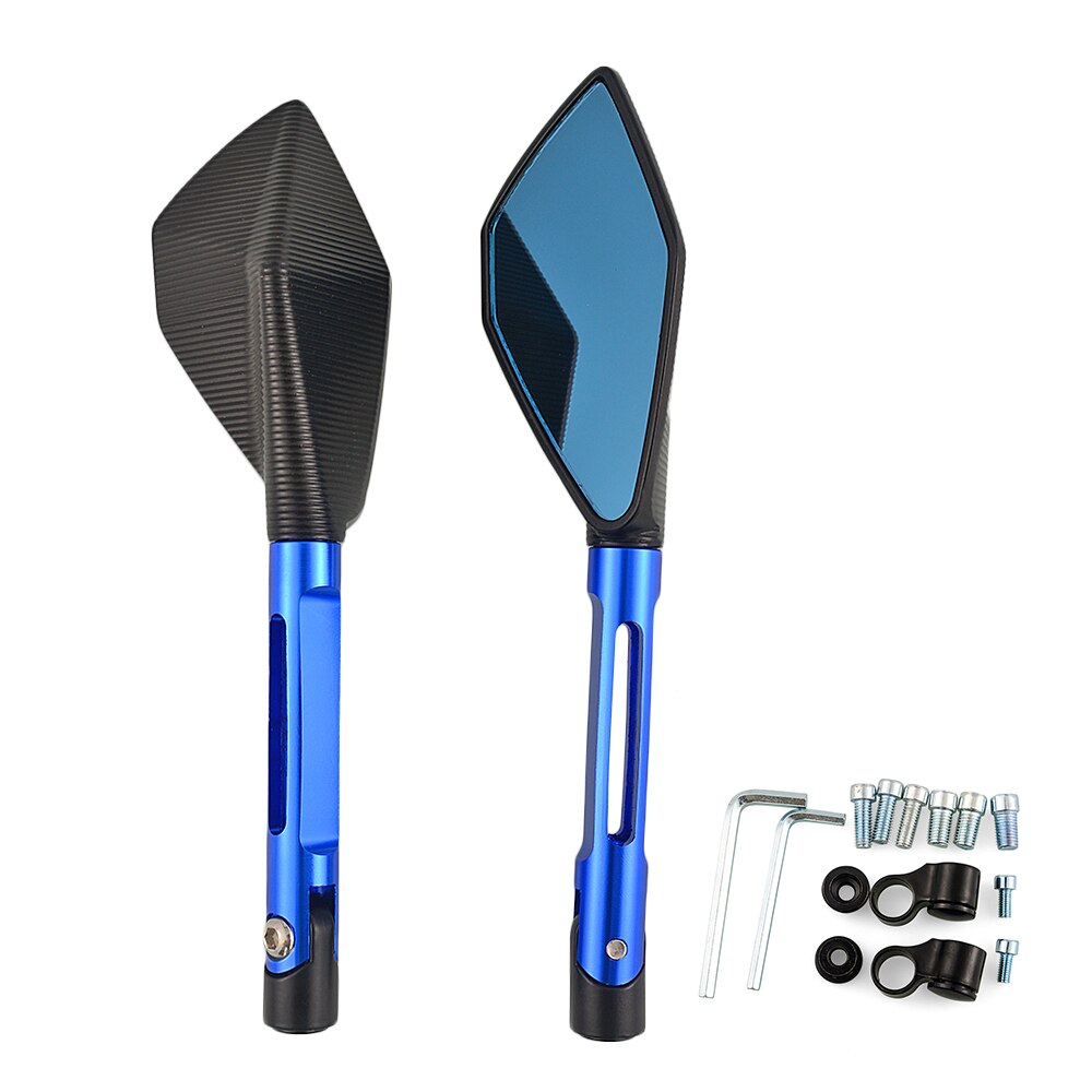 Espejo retrovisor Universal para motocicleta Kawasaki, accesorio para moto, z750, z900, z800, er6n, z1000, Ninja 300, 250, 650, 8mm, 10mm: Blue