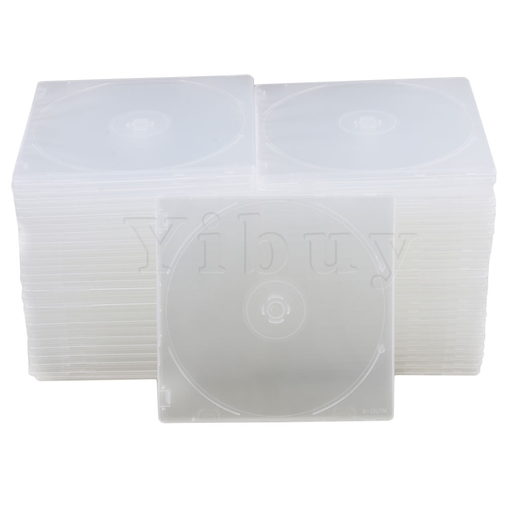 Yibuy 12.9X12.6 Cm Transparant Plastic Lege Slanke Enkele Disc Cd Dvd Opslag Gevallen Met Clear Innerlijke Trays Pack van 50
