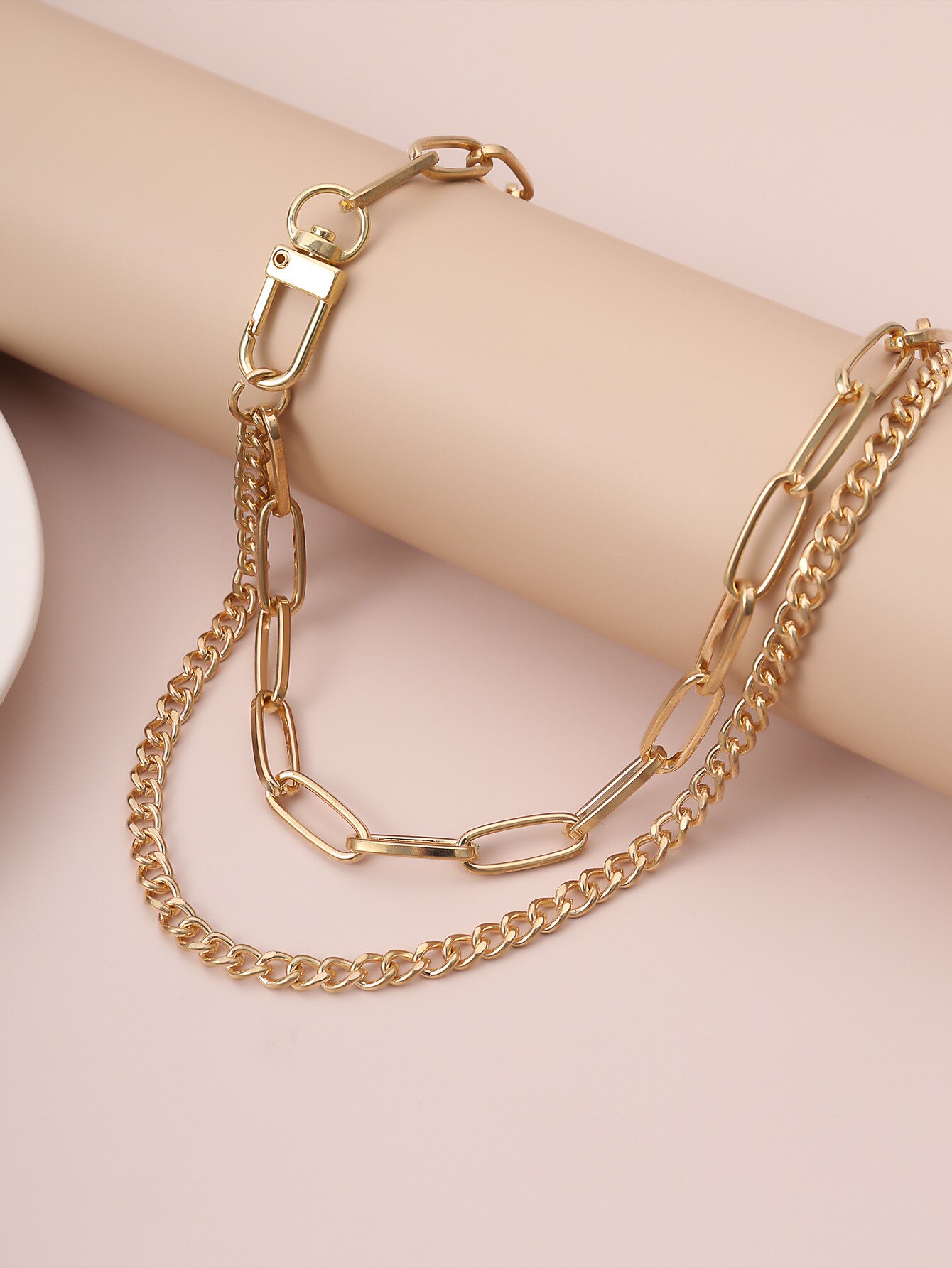 klasyczny punk metal dwuwarstwowy łańcuch Chokers geometryczny złoty kolor srebrny komunikat choker naszyjniki biżuteria prezenty dla kobiet mężczyzn