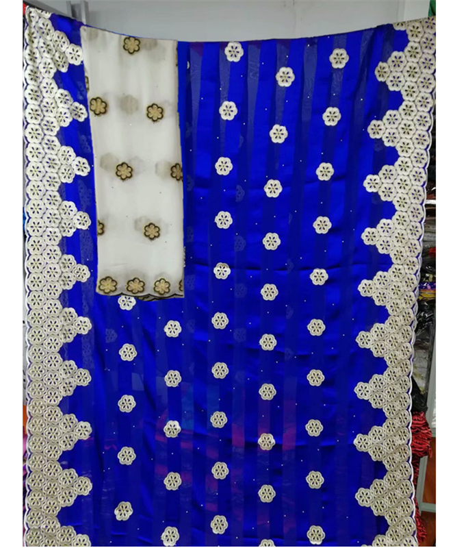 african nigerian lace fabric real silk fabric with chiffon blouse ribbon silk fabrics for women dress 7yards