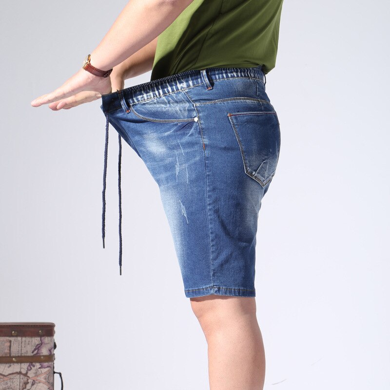 Plus koko 5xl 6xl 7xl 8xl 9xl 190kg miesten shortsit puolifarkut löysät farkut rento repäisty mies lyhyet kesäreikäiset joustavat miesten housut