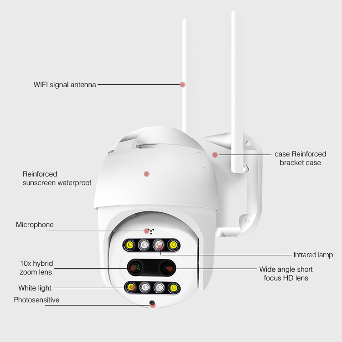 PTZ Wireless IP Camera Waterproof Digital Zoom Speed Dome HD 1080P WiFi Security CCTV Two-Way Audio AI Human Detection Outdoor