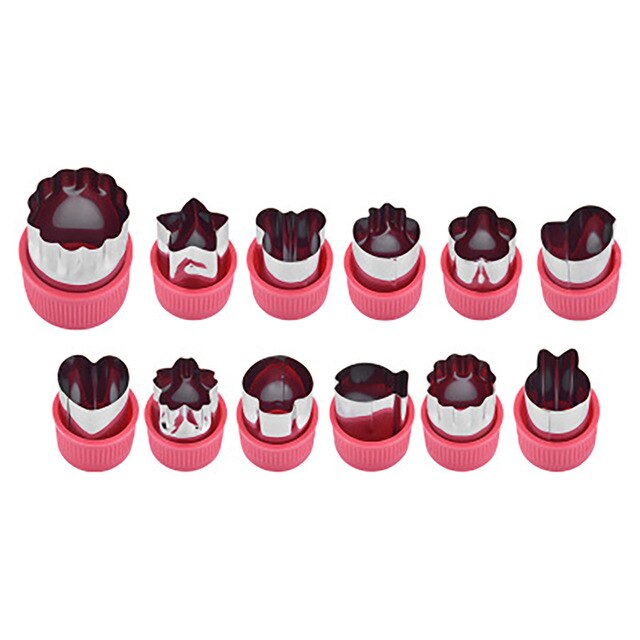 Set Van 12 Cookie Cutters Sandwiches Fruit Cutter Vormen Set Rvs Groente Fondant Cakevorm Keuken Accessoires: Red