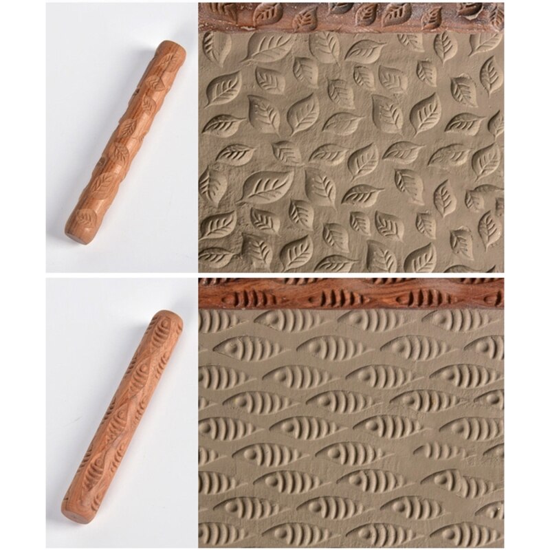 Pottery Tools Wood Hand Rollers for Clay Clay Stamp Clay Pattern Roller