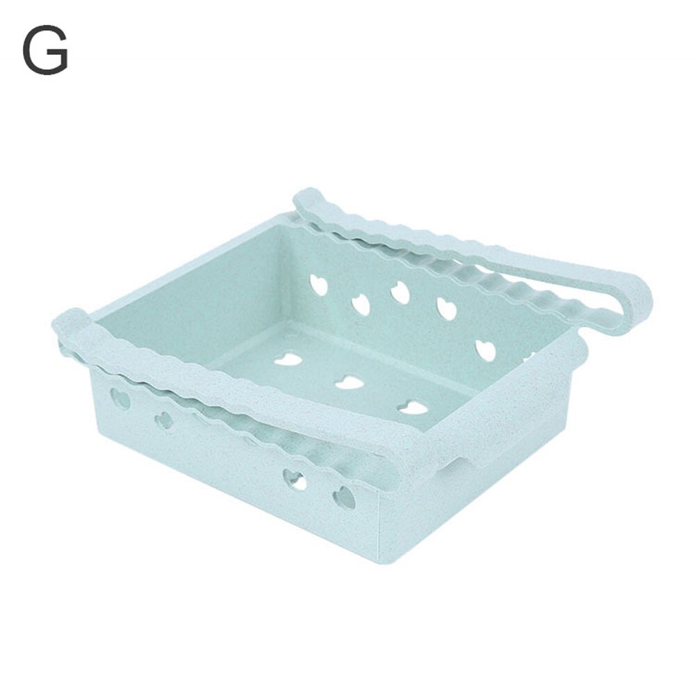 Adjustable Kitchen Refrigerator Storage Rack Kitchen Organizer Fridge Freezer Shelf Holder Drawer Organiser: green